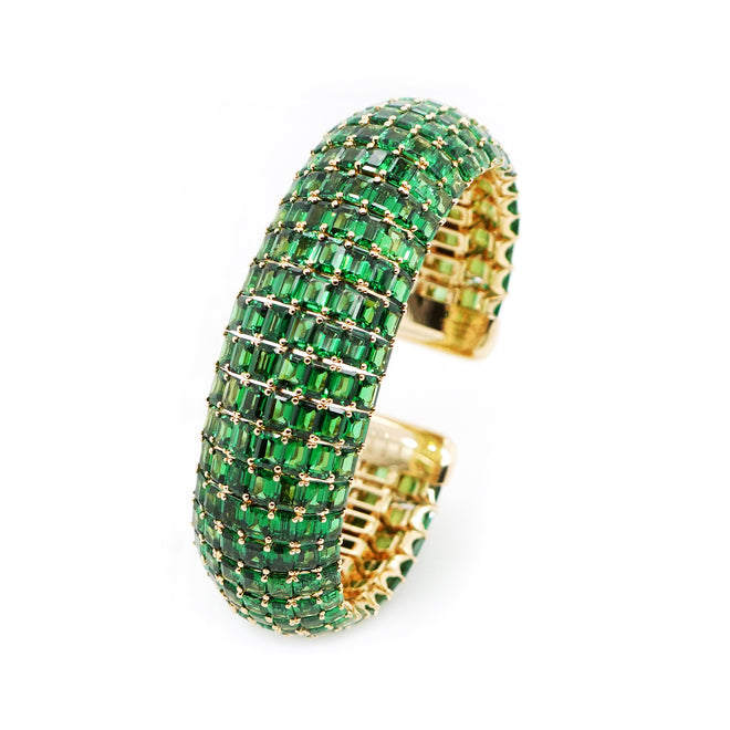 49.92 cts Octagon Tsavorite with Yellow Diamond Bangle
