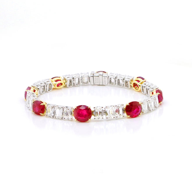  15.29 cts Unheated Burmese Ruby with Diamond Bracelet (ENQUIRE)