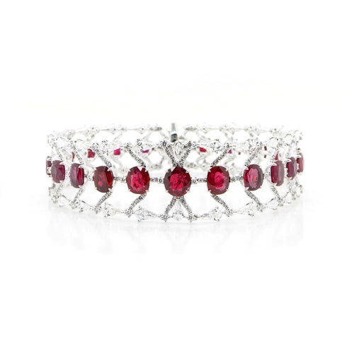 17.72 cts Unheated Burmese Ruby with Diamond Bracelet (ENQUIRE)