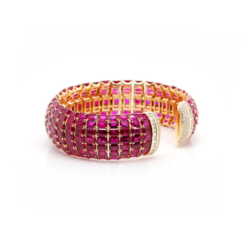 63.39 cts Octagon Ruby Unheated with  Diamond Bangle