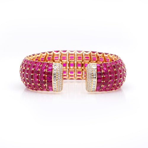 63.39 cts Octagon Ruby Unheated with  Diamond Bangle