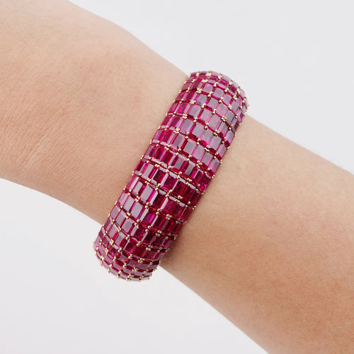 63.39 cts Octagon Ruby Unheated with  Diamond Bangle