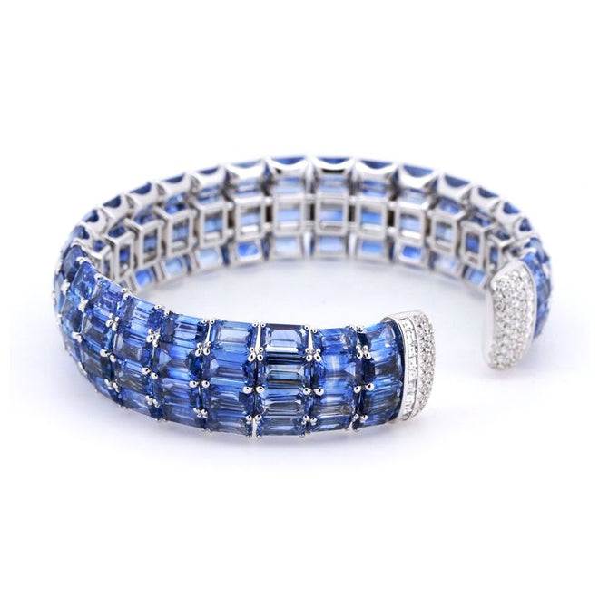 BS-24005-62.85 cts Octagon Blue Sapphire with Diamond Bracelet (ENQUIRE)