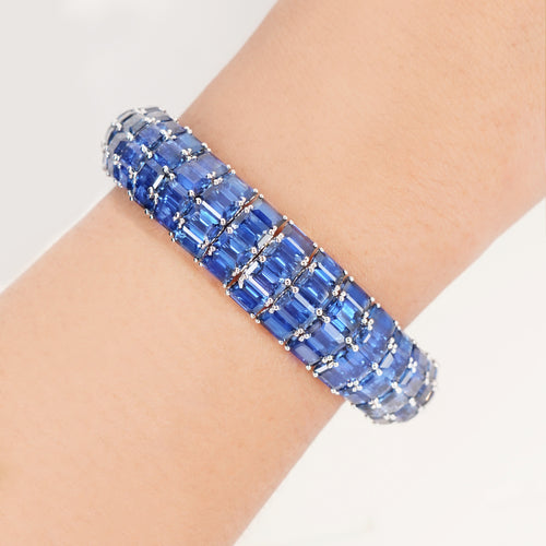 62.85 cts Octagon Blue Sapphire with Diamond Bracelet (ENQUIRE)