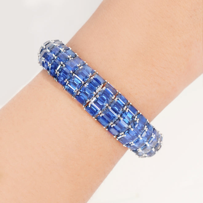 62.85 cts Octagon Blue Sapphire with Diamond Bracelet (ENQUIRE)