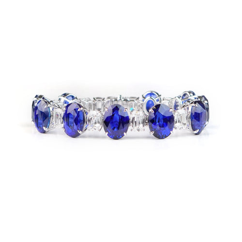 73.36 cts Blue Sapphire with Diamond Bracelet (ENQUIRE)