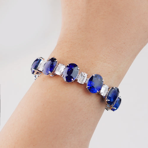 73.36 cts Blue Sapphire with Diamond Bracelet (ENQUIRE)