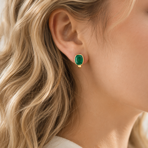 2.25 / 2.51 cts Minor Oil Cushion Emerald Studs