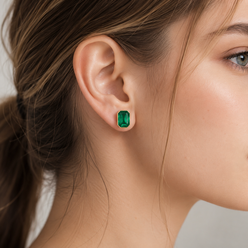 4.743 / 4.506 cts Minor Oil Octagon Emerald Studs