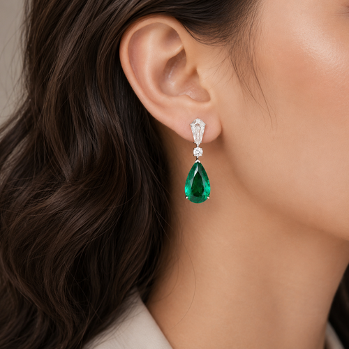 5.61 / 5.28 cts Minor Oil Colombian Emerald Earrings (ENQUIRE)