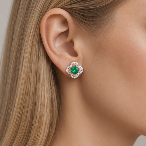 0.78 /0.99 cts Colombian Emerald Earring