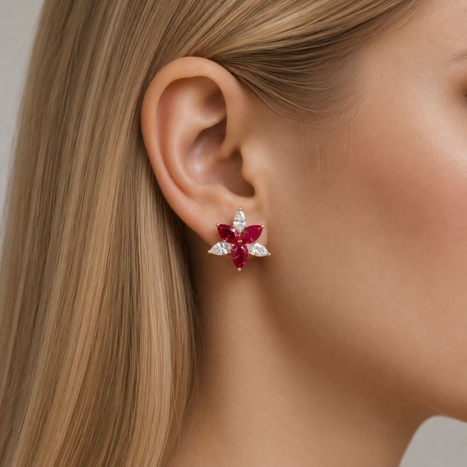 5.87 cts Ruby with Diamond Earrings