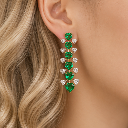 12.645 / 5.98 cts Emerald with Diamond Earrings (ENQUIRE)