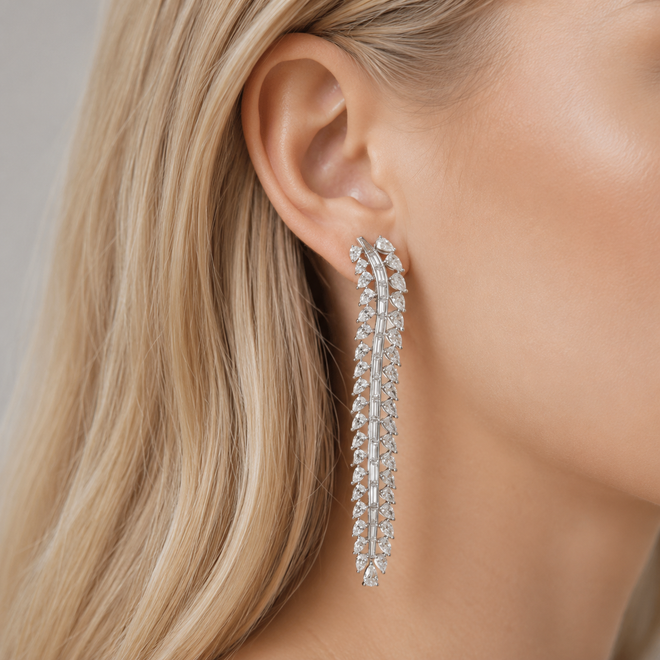 12.73 / 4.44 cts Pear Shape Diamond Earrings