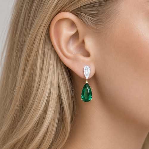 4.654 / 4.143 cts Emerald with Diamond Earrings (ENQUIRE)