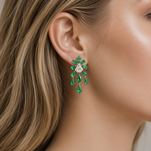 8.83 cts Emerald with Diamond Earrings