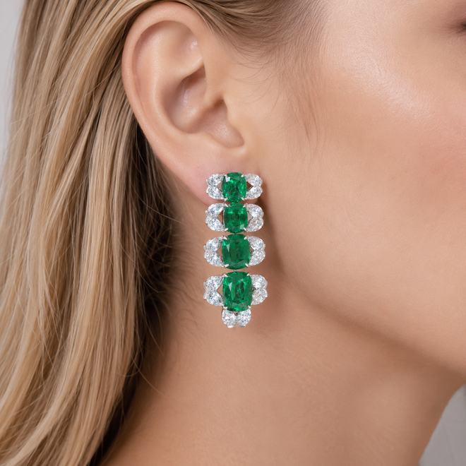 20.25 cts Minor Emerald with Diamond Earrings (ENQUIRE)