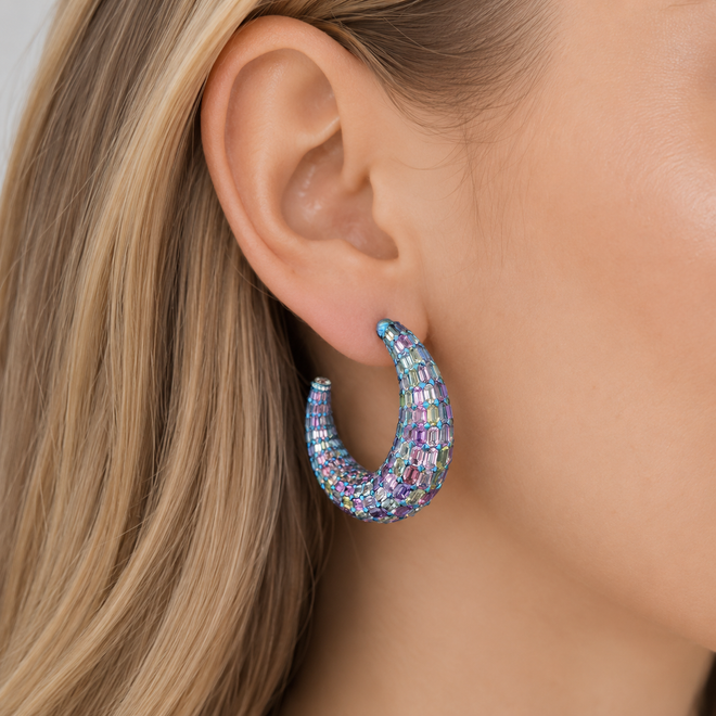 68.45 cts  Unheated Multicolor Titanium Sapphire Eternity Hoops