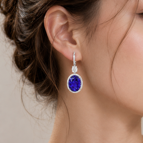 10.97 / 10.59 cts Oval Tanzanite Gem Earrings