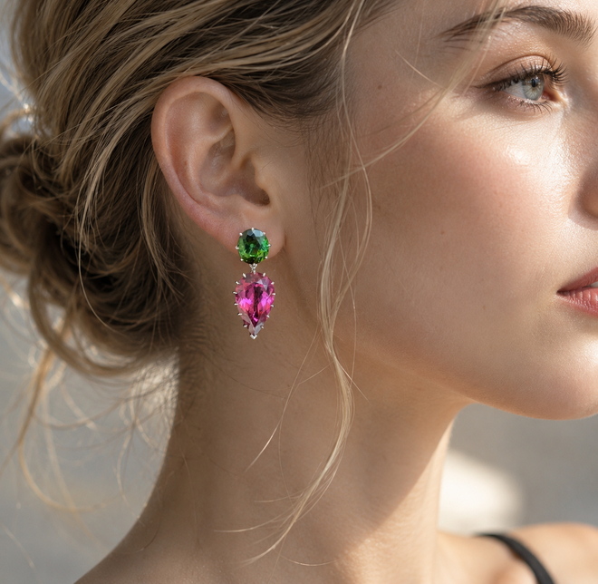 18.27 cts Pear Shape Rubelite Earrings