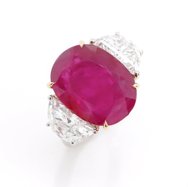 11.99 cts Unheated Burmese Ruby with Diamond Ring (ENQUIRE)