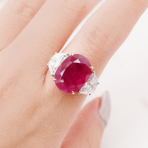 11.99 cts Unheated Burmese Ruby with Diamond Ring (ENQUIRE)