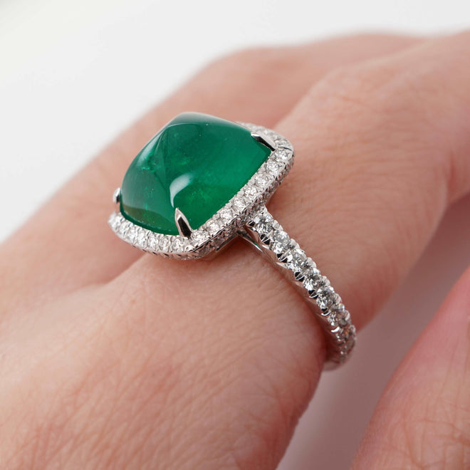 7.42 cts Minor Oil Colombian Emerald Ring