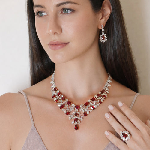 60.99 / 58.48 cts Oval Ruby with Pear Shape Diamond Necklace (ENQUIRE)