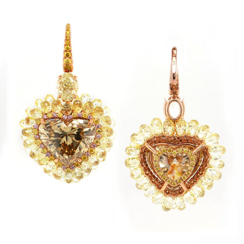 28.01 cts  Heart Shape Yellow Diamond Earrings (ENQUIRE)