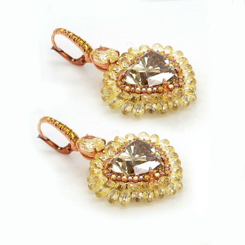 28.01 cts  Heart Shape Yellow Diamond Earrings (ENQUIRE)