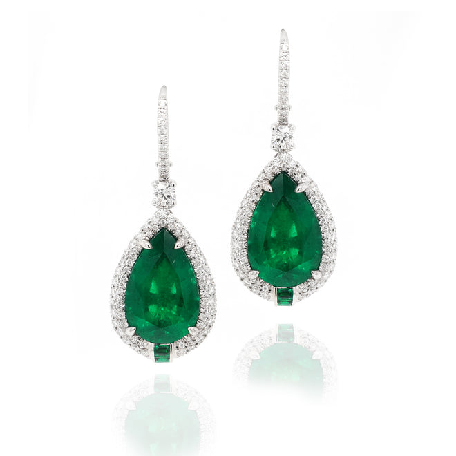 5.10 / 4.23 cts Emerald with Diamond Earrings