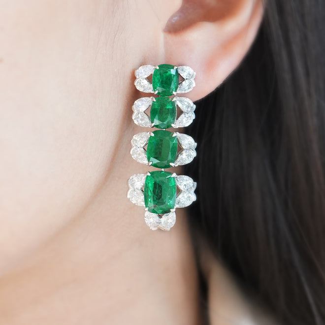 20.25 cts Minor Emerald with Diamond Earrings (ENQUIRE)