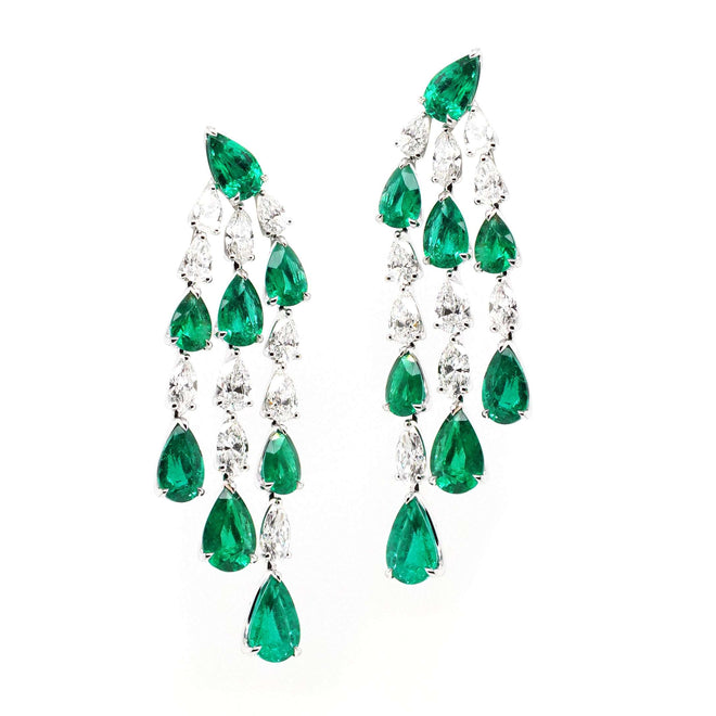 6.85 / 6.82 cts Emerald with Diamond Earrings