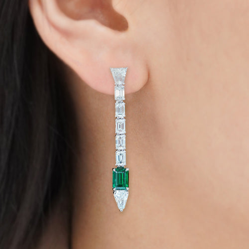 0.97 / 0.83 cts Emerald with Diamond Earrings