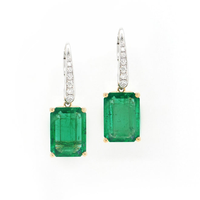  3.59 / 3.00 cts Minor Emerald Earrings