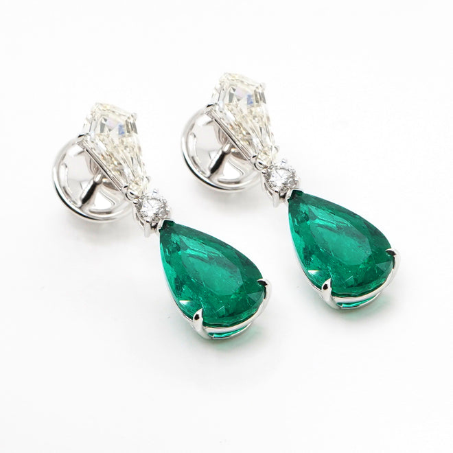 5.61 / 5.28 cts GRS Minor Oil Colombian Emerald Earrings (ENQUIRE)
