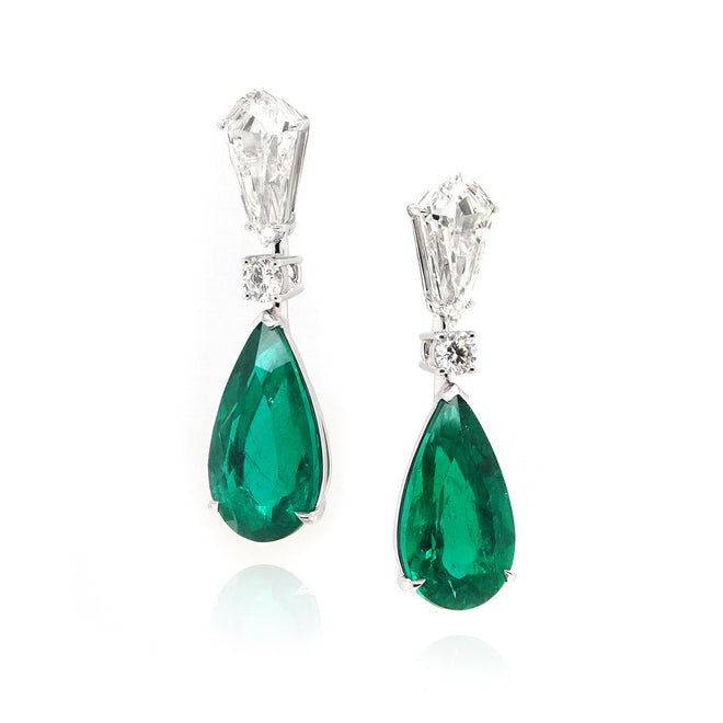 5.61 / 5.28 cts GRS Minor Oil Colombian Emerald Earrings (ENQUIRE)