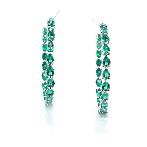 7.12 cts Pear Shape Emerald Eternity Hoops