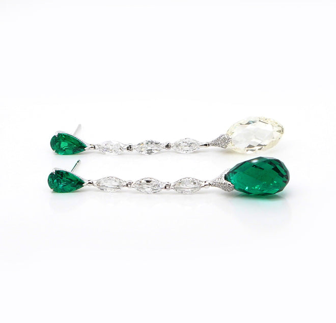  11.33 cts GRS Minor Oil Colombian Emerald with Diamond Earrings (ENQUIRE)