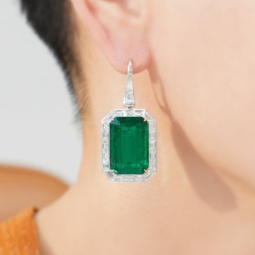 22.825 / 19.689 cts Emerald Diamond Earrings (ENQUIRE)
