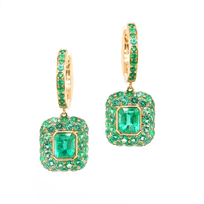 0.84 / 0.70 cts Minor Oil Colombian Emerald Earrings