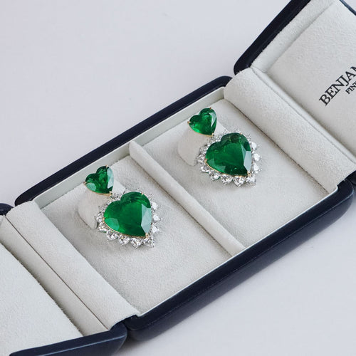 EE-24016-31.702  5.70 cts Minor Oil Emerald with Diamond Earrings (ENQUIRE)