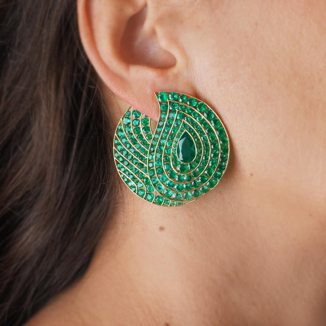 EE-25009-26.02  2.38  2.27 cts Colombian Round Emerald Earrings ( ENQUIRE)