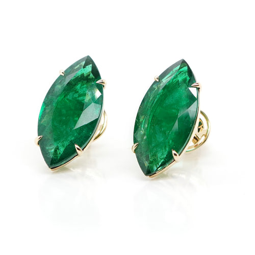 15.157 / 11.784 cts Marquise Emerald Earrings