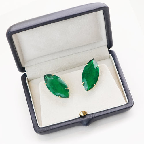 15.157 / 11.784 cts Marquise Emerald Earrings