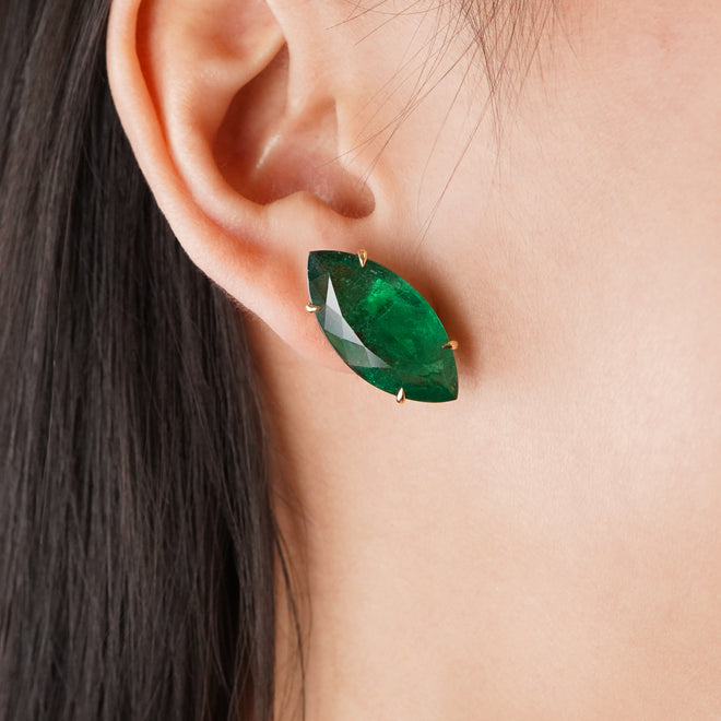 15.157 / 11.784 cts Marquise Emerald Earrings