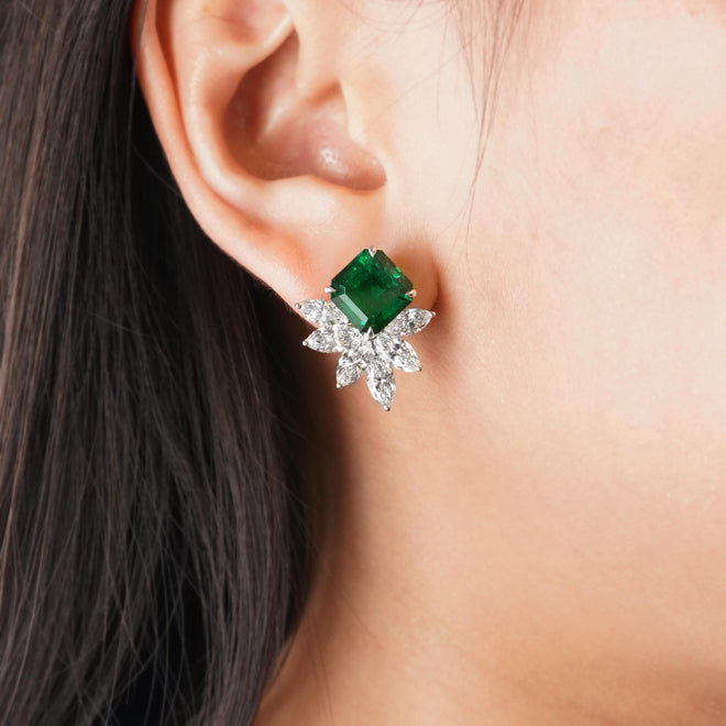 EE-25013-4.97  4.19 cts Octagon Emerald Studs ( ENQUIRE)