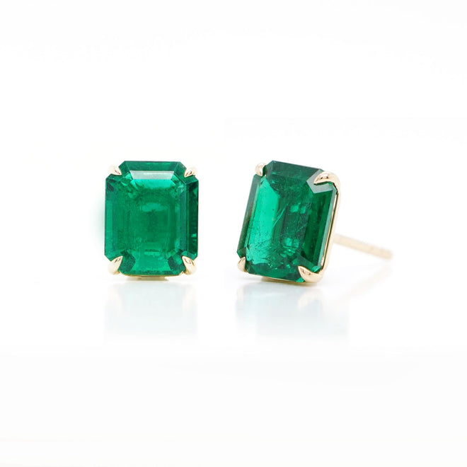 EE-25014-2.76  2.409 cts Minor Oil Octagon Emerald Studs