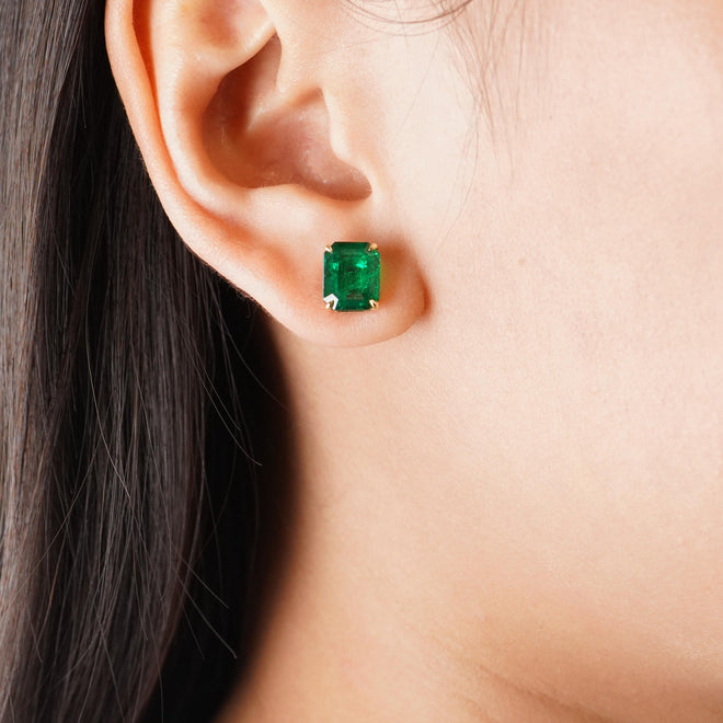 EE-25014-2.76  2.409 cts Minor Oil Octagon Emerald Studs