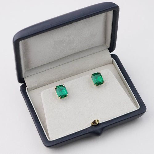 EE-25014-2.76  2.409 cts Minor Oil Octagon Emerald Studs